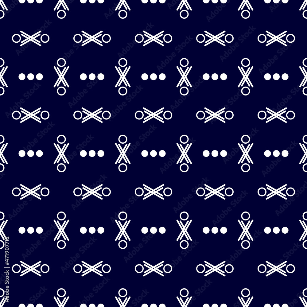 Classic seamless geometric pattern in white and dark blue color. Abstract small print with intersecting lines and dots for design of textiles, scarves, shawls, wallpapers, covers, packaging. Classic seamless geometric pattern in white and dark blue color. Abstract small print with intersecting lines and dots for design of textiles, scarves, shawls, wallpapers, covers, packaging.