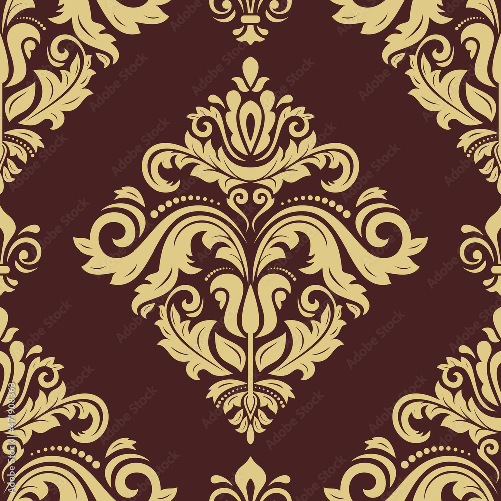 Orient brown and golden vector classic pattern. Seamless abstract background with vintage elements. Orient background. Ornament for wallpapers and packaging