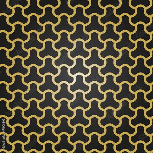 Seamless vector ornament. Modern background. Geometric modern black and golden pattern