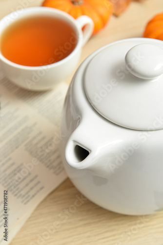 Tea pot on wooden backgroun...