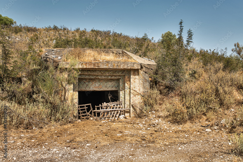 Entrances to an abandoned military bunker in Albania. Entrances to an abandoned military bunker in Albania.