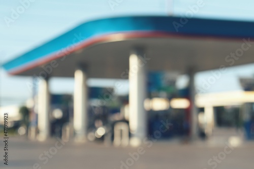 Fotografia Blurred of gas station petrol service background or texture