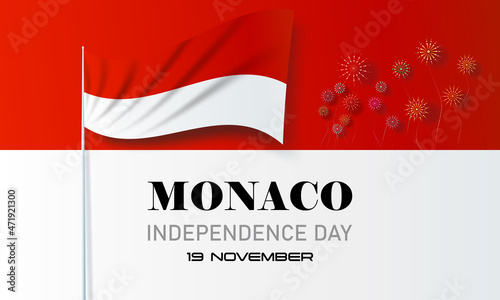 Monaco national day vector illustration with nation flags.