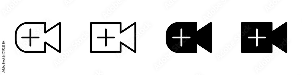 Conjunto de icono de subir video. Concepto de cargar video a una página web o aplicación. Ilustración vectorial Conjunto de icono de subir video. Concepto de cargar video a una página web o aplicación. Ilustración vectorial