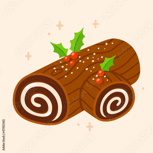 Canvastavla Yule log, Buche de Noel Christmas cake