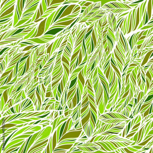Graphic leaves seamless background. Vector illustration