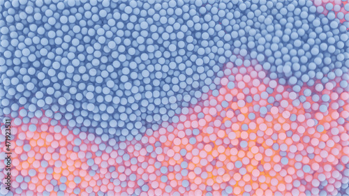 Thousands of spherical particles forming an abstract background. 3D illustration