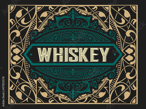 Whiskey label with old frames