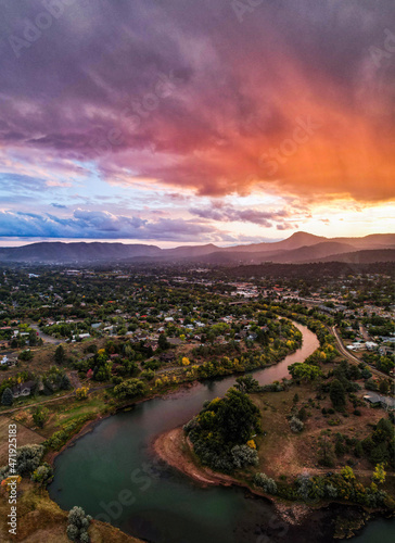 sunset over the Durango river
