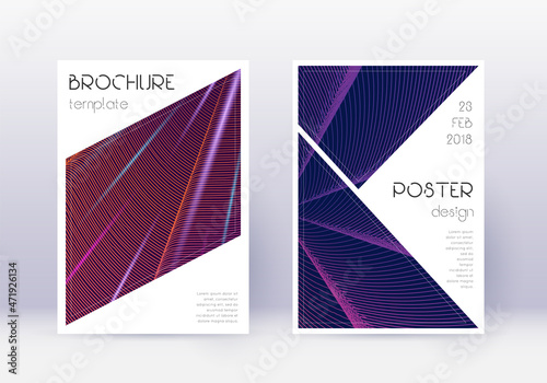Triangle cover design template set. Violet abstrac