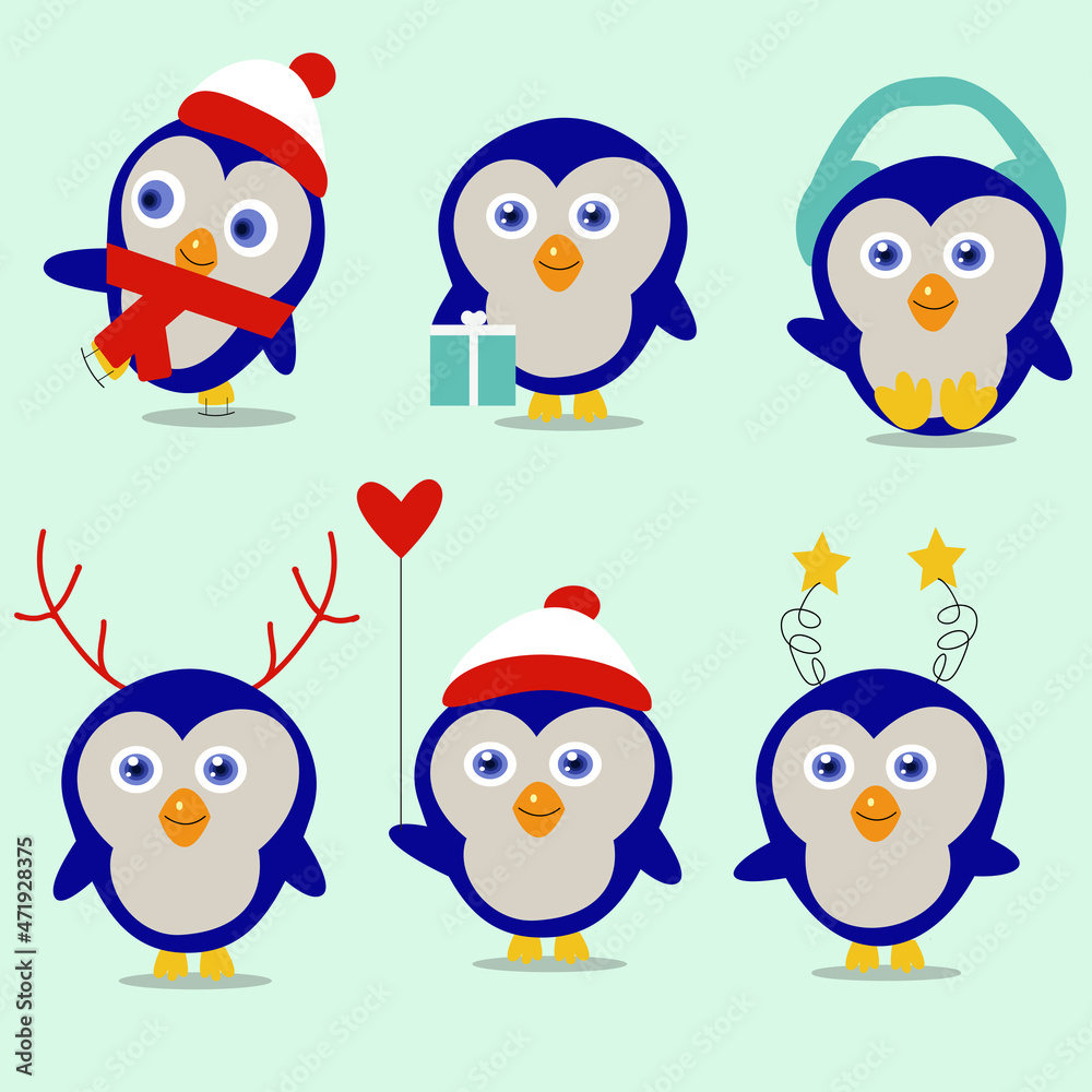 christmas cartoon penguin character