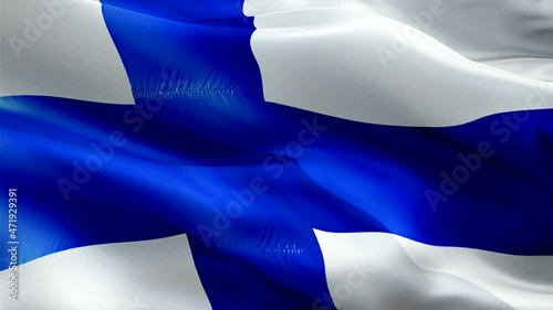 Finnish flag. 3d Finland sign waving video. Flag of Finland holiday seamless loop animation. Finnish flag silk HD resolution Background. Finland flag Closeup 1080p HD video for Independence Day,Victor photo