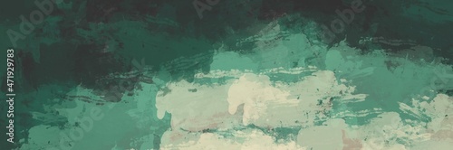 Abstract background painting art with green camo texture paint brush for holidays poster, banner, website, or presentation design.