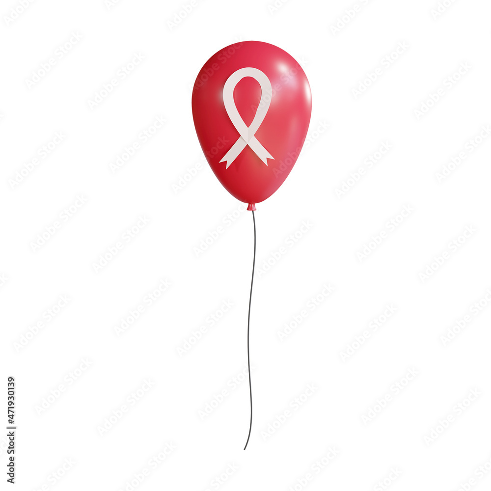 3D icon balloon with aids and cancer logo isolated on white background. 3d render illustration 3D icon balloon with aids and cancer logo isolated on white background. 3d render illustration