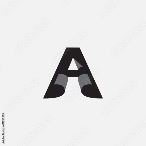 abstract letter A logo design with a triangle cutting. vector illustration