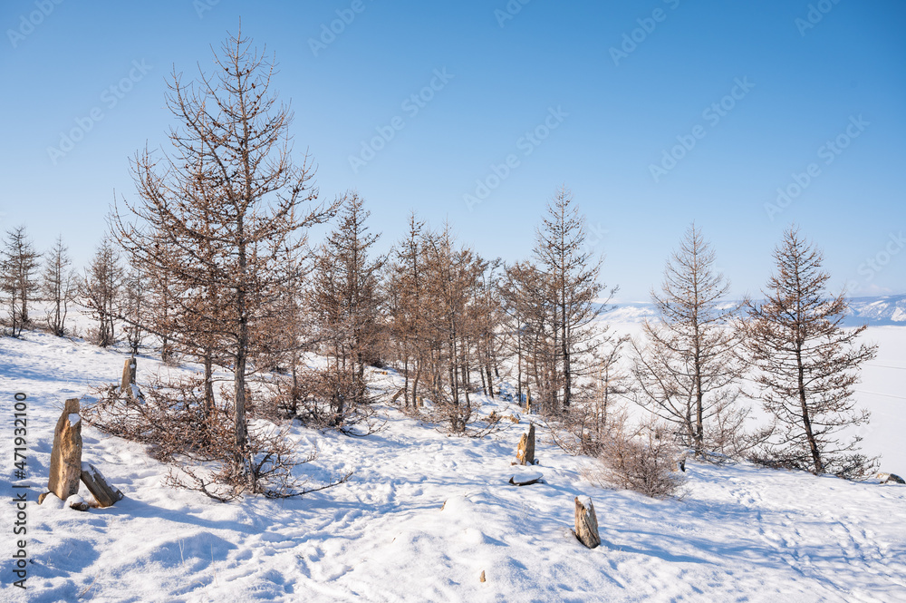 Landscape of the nature in lake Baikal, Russia during the winter season. Landscape of the nature in lake Baikal, Russia during the winter season.