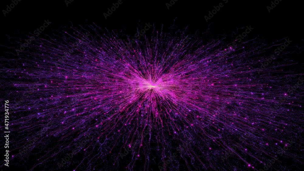 pink cloud of particles on a black background. abstract galaxy 