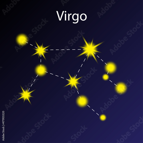 Wallpaper Mural Virgo constellation. Horoscope symbol. Night star sky. Blue background. Abstract art. Vector illustration. Stock image. Torontodigital.ca