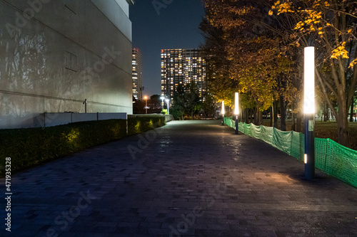 東京の江東区の静かな夜道