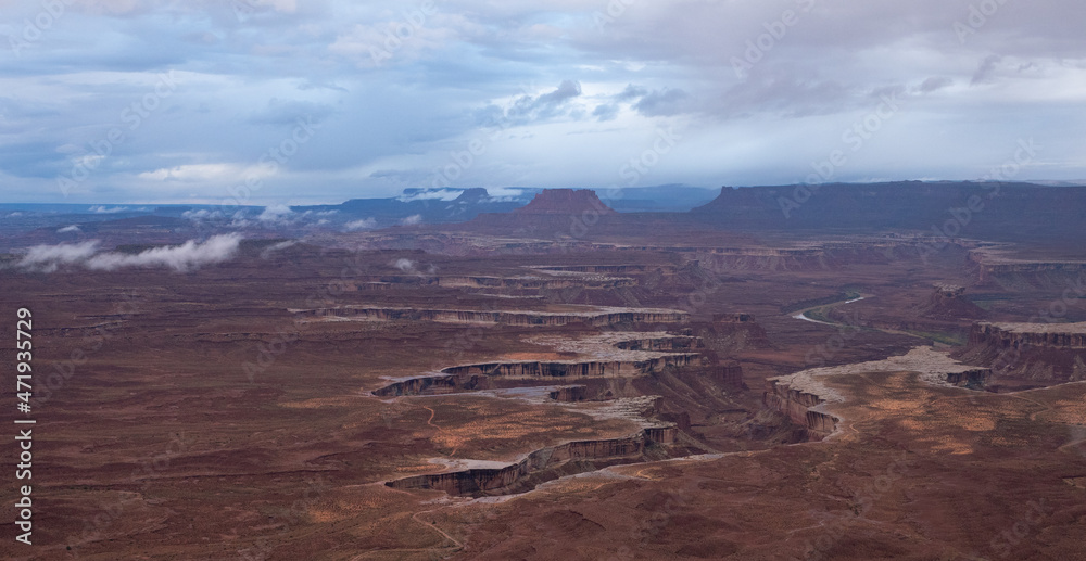 Rainy Day Panorama of the Green River in the Island in the Sky District of Canyonlands National Park, Utah