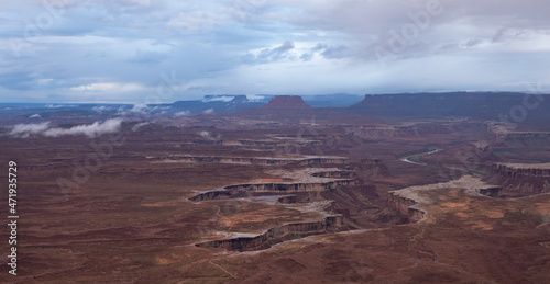 Rainy Day Panorama of the Green River in the Island in the Sky District of Canyonlands National Park, Utah