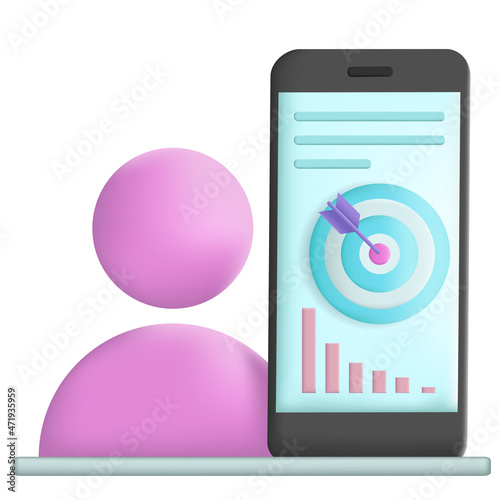 Business people presenting with mobile phone 3d cartoon style vector illustration design.
