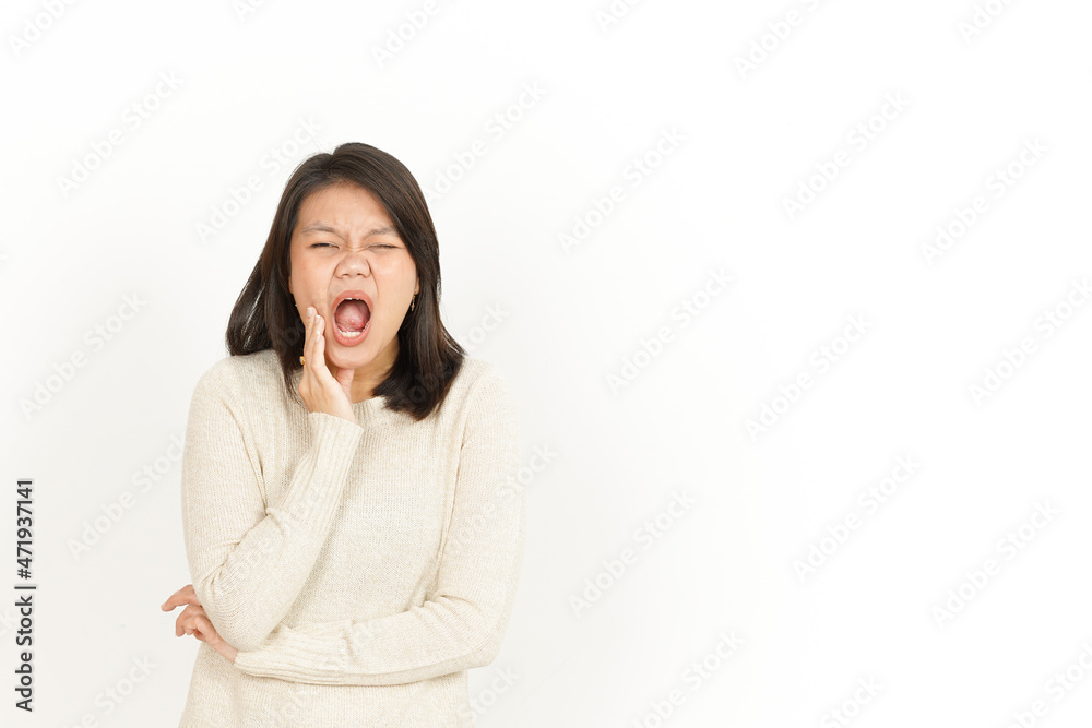Toothache of Beautiful Asian Woman Isolated On White Background Toothache of Beautiful Asian Woman Isolated On White Background
