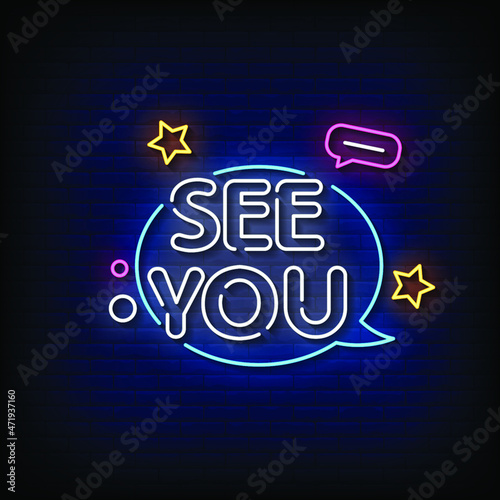 See You Neon Signs Style Text Vector