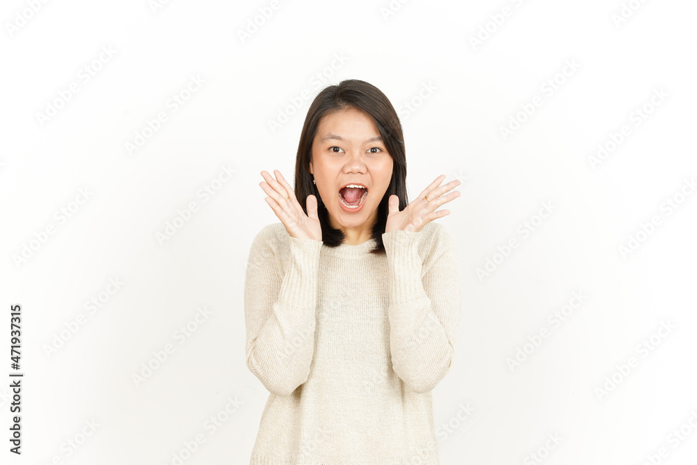 WOW Face Expression of Beautiful Asian Woman Isolated On White Background WOW Face Expression of Beautiful Asian Woman Isolated On White Background