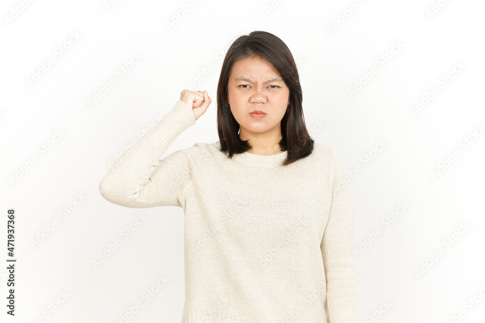 Angry Gesture of Beautiful Asian Woman Isolated On White Background Angry Gesture of Beautiful Asian Woman Isolated On White Background