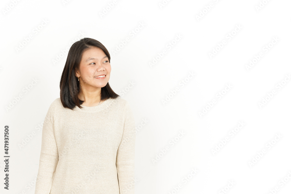 Looking aside of Beautiful Asian Woman Isolated On White Background Looking aside of Beautiful Asian Woman Isolated On White Background