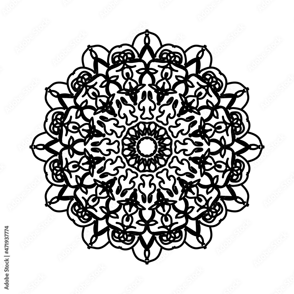 Circular pattern in the form of mandala with flower for henna mandala tattoo decoration