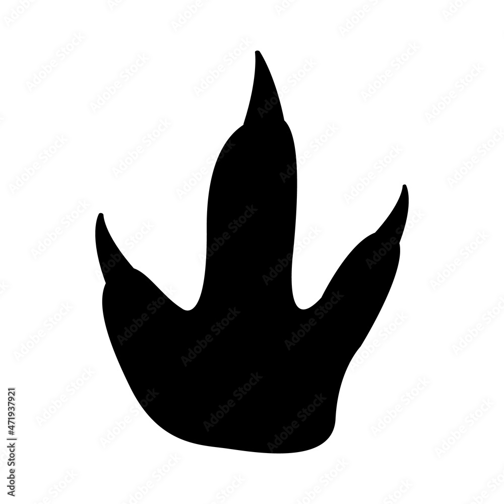 Dinosaur footprint. Black silhouette. Dinosaur paw print. Vector