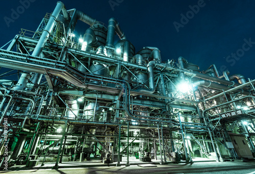 Chemical industrial Factory by night.