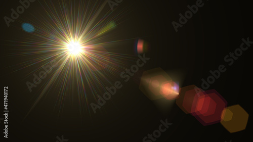 lens flare, Abstract Natural Sun flare on the black background, flare light transition, effects sunlight