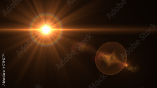 lens flare, Abstract Natural Sun flare on the black background, flare light transition, effects sunlight