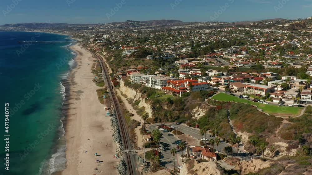 Aerial view of the San Clemente coastline over Calafia Beach park. Southern California Aerial view of the San Clemente coastline over Calafia Beach park. Southern California