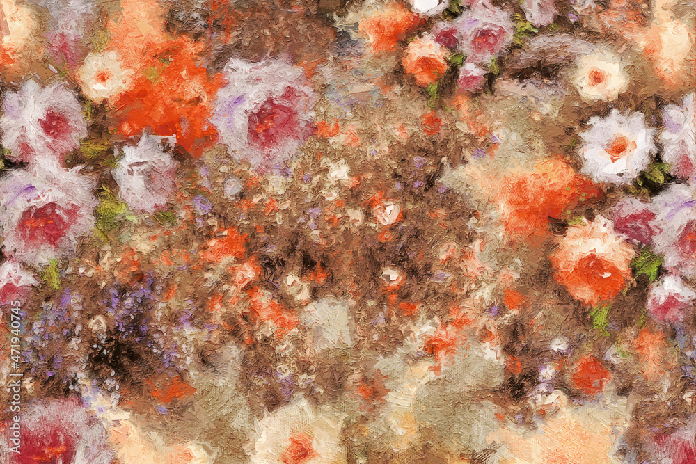 Fototapeta premium Beautiful oil painting flower bouquet illustration