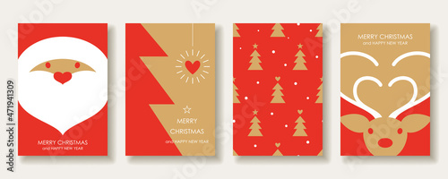 4 Christmas Card Set Heart And Christmas
