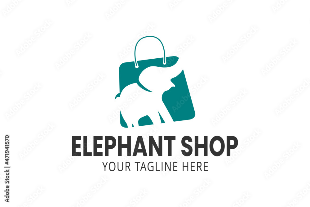 Elephant Shop Logo Vector