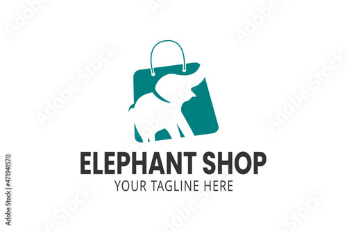Elephant Shop Logo Vector