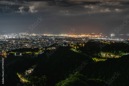 Beautiful night view of  Kingston, Jamaica from the mountains