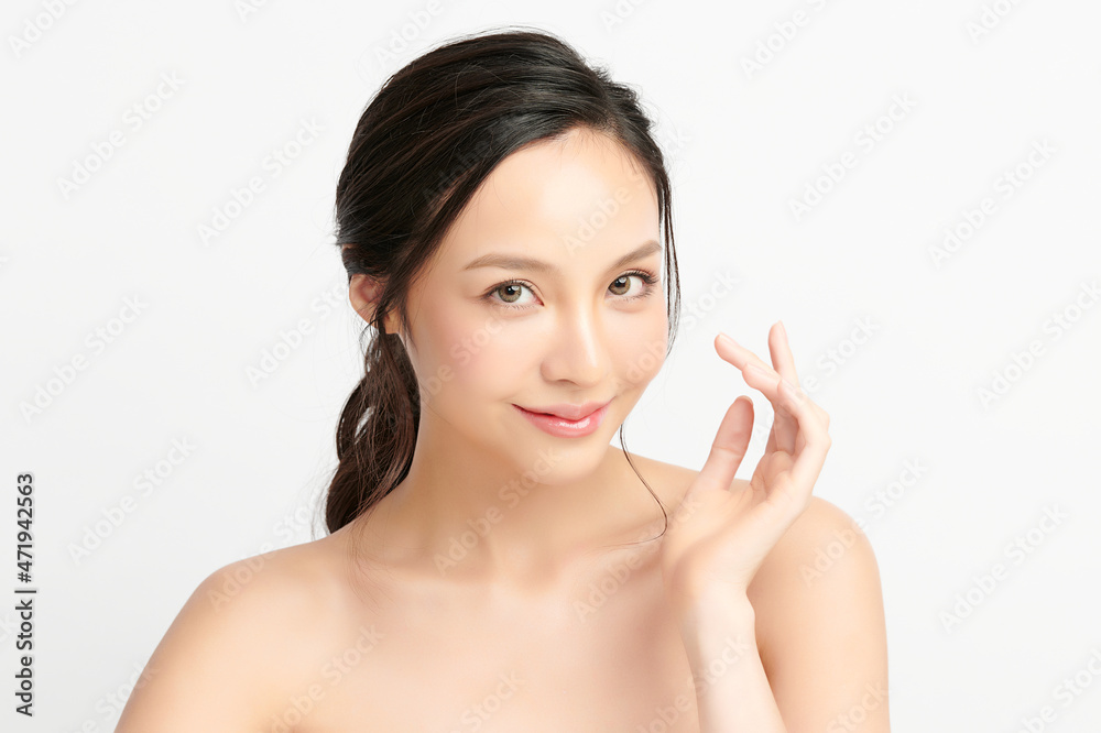Beautiful young asian woman with clean fresh skin on white background, Face care, Facial treatment, Cosmetology, beauty and spa, Asian women portrait. Beautiful young asian woman with clean fresh skin on white background, Face care, Facial treatment, Cosmetology, beauty and spa, Asian women portrait.