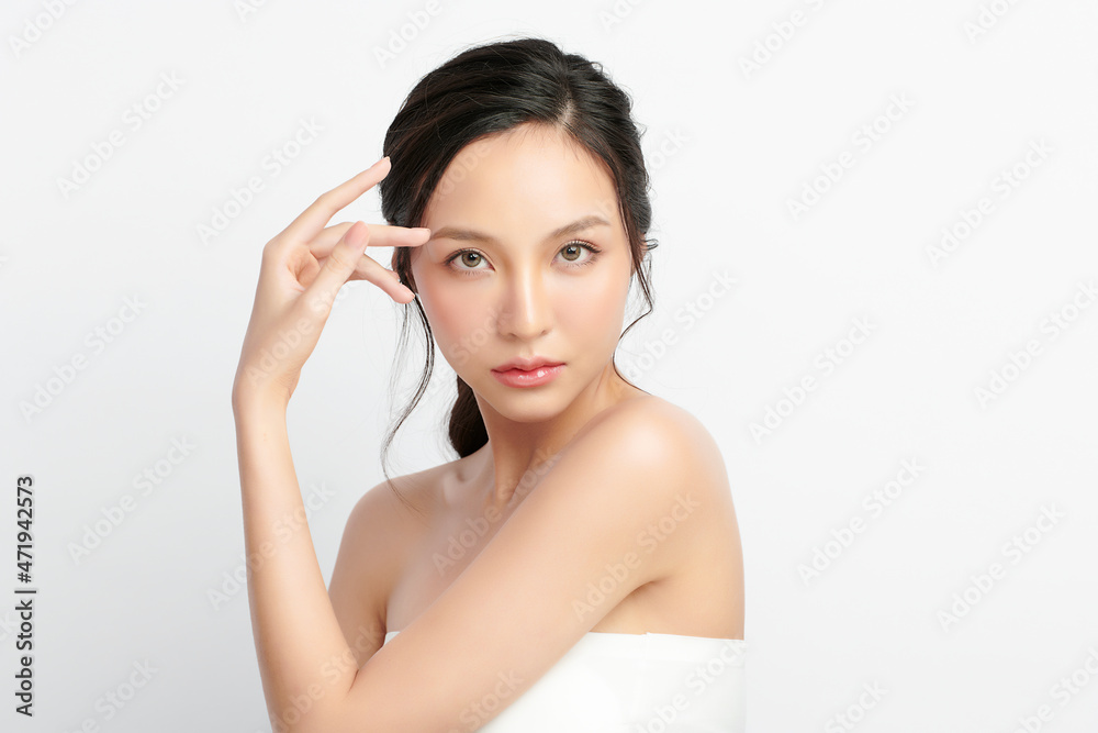 Beautiful young asian woman with clean fresh skin on white background, Face care, Facial treatment, Cosmetology, beauty and spa, Asian women portrait. Beautiful young asian woman with clean fresh skin on white background, Face care, Facial treatment, Cosmetology, beauty and spa, Asian women portrait.