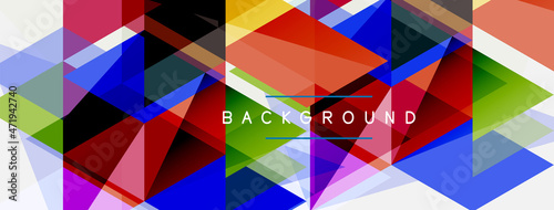 Color triangles composition, geometric abstract background. Techno or business concept, pattern for wallpaper, banner, background, landing page