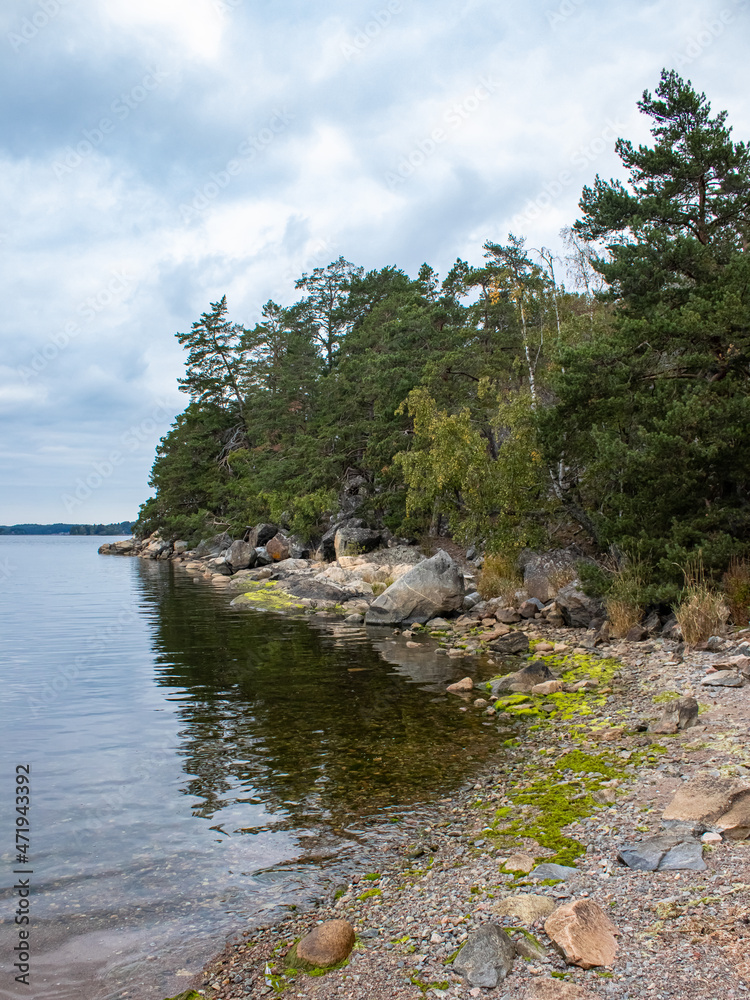 Coastline of island Bergholmen in Stockholm Archipelago Coastline of island Bergholmen in Stockholm Archipelago