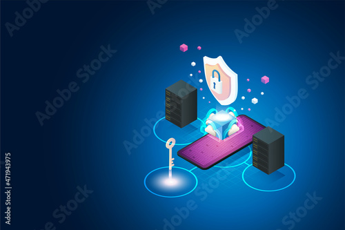 Data protection through cloud server data via mobile devices.
