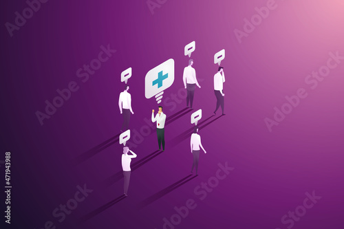 Positive business people are among group negative business people.