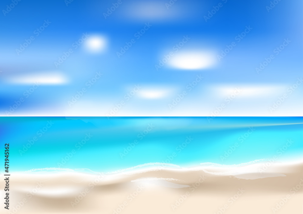graphics drawing landscape view ocean and blue sky with palm vector illustration