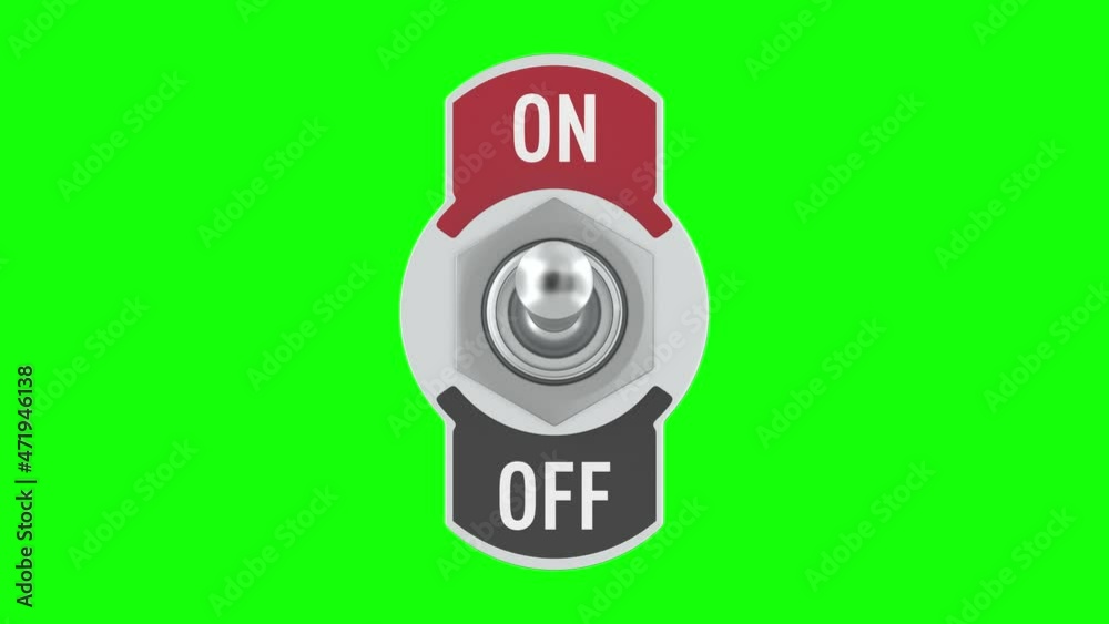 toggle switch on green background. Isolated 3D render